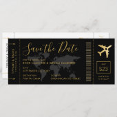 Save the Date Gold World Map Boarding Pass (Vorne/Hinten)