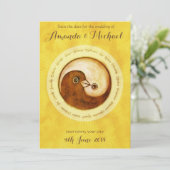 SAVE THE DATE Gold YinYang taucht Hochzeitskarte (Stehend Vorderseite)