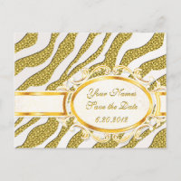 Save the Date Gold Zebra Streifen Postkarte