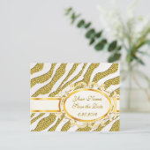Save the Date Gold Zebra Streifen Postkarte (Stehend Vorderseite)