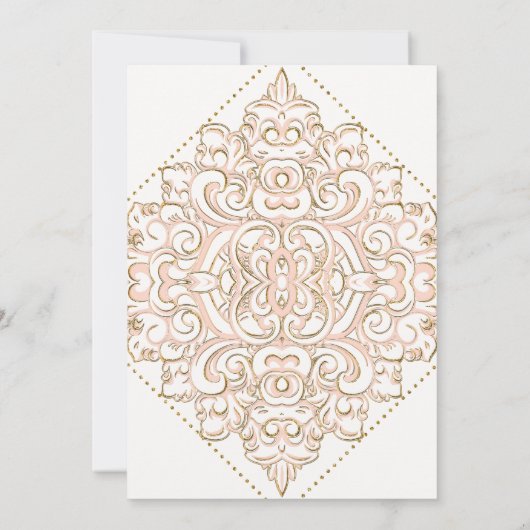 Save the Date Golden Damask Muster Gold Lace (Rückseite)