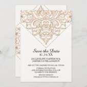 Save the Date Golden Damask Muster Gold Lace (Vorne/Hinten)