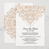 Save the Date Golden Damask Muster Gold Lace (Vorne/Hinten)