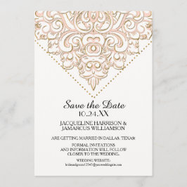 Save the Date Golden Damask Muster Gold Lace