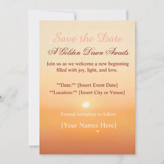 Save the Date – Golden Dawn | Elegant New Year or (Vorderseite)