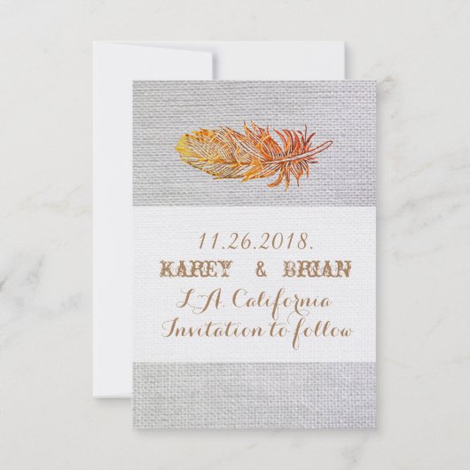 Save the Date Golden Feather (Rückseite)