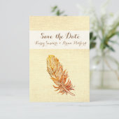 Save the Date Golden Feather (Stehend Vorderseite)