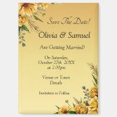 Save The Date, Golden Flowers, 5" x 2.5" Fridge Magnet (Vorderseite)