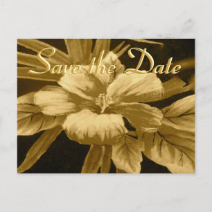 Save the Date Golden Hawaiian Print Ankündigungspostkarte