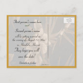 Save the Date Golden Hawaiian Print Ankündigungspostkarte (Rückseite)