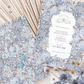 Save the Date Golden Lily Sky Blue William Morris Einladung