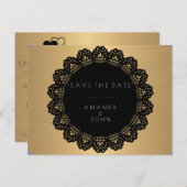 Save the Date Golden Minimalismus Schwarz Ankündigungspostkarte (Vorne/Hinten)