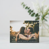 Save the Date Golden Script Foto Lavender Lila Postkarte (Stehend Vorderseite)