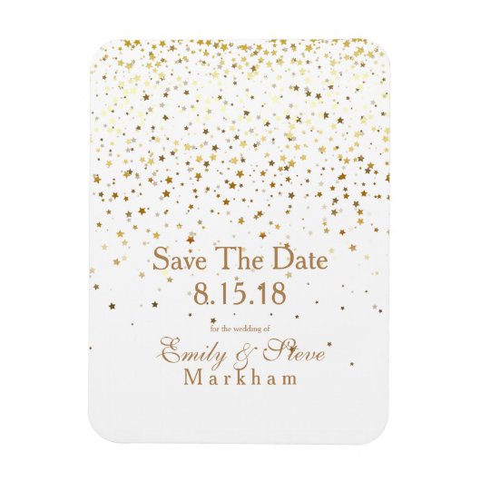 Save the Date Golden Stars Magnet (Vertikal)