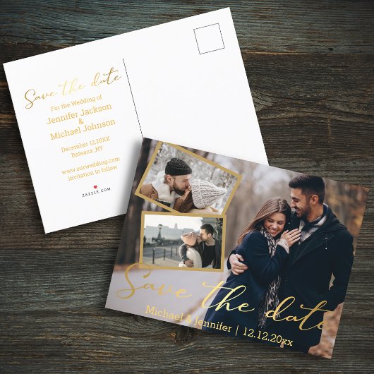 Save the Date goldene Hochzeit 3 Foto Collage Ankündigungspostkarte