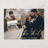 Save the Date goldene Hochzeit 3 Foto Collage Ankündigungspostkarte (Vorderseite)