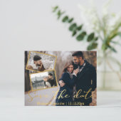 Save the Date goldene Hochzeit 3 Foto Collage Ankündigungspostkarte (Stehend Vorderseite)