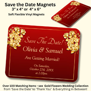 Save The Date - Goldene Rosen Maroonroter Vinyl Magnet