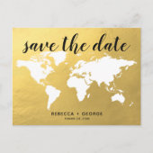 Save the Date goldene schicke Hochzeit in Urlaubso Ankündigungspostkarte (Vorderseite)