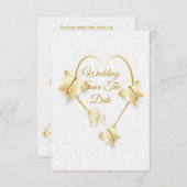 Save the Date goldfarbene Herzstillstände Einladung (Vorne/Hinten)