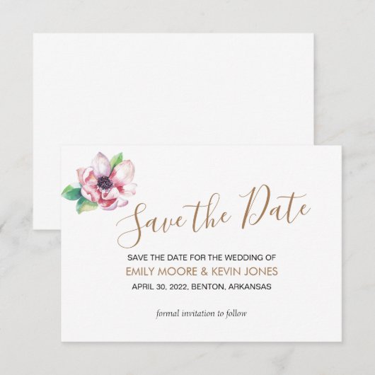 Save the Date goldfarbene Klassik Card (Vorne/Hinten)