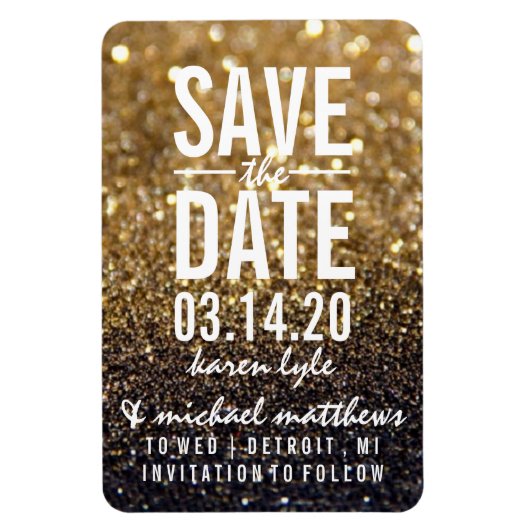 Save the Date - goldfarbenes Nite-Fab Magnet (Vertikal)