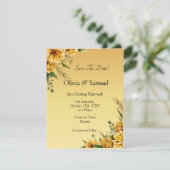 Save The Date Goldgelbe Blume Flach Dankeskarte (Stehend Vorderseite)