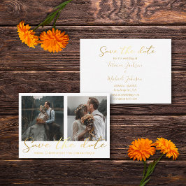 Save the Date Goldhochzeit 2 Fotos Collage Mitteilungskarte