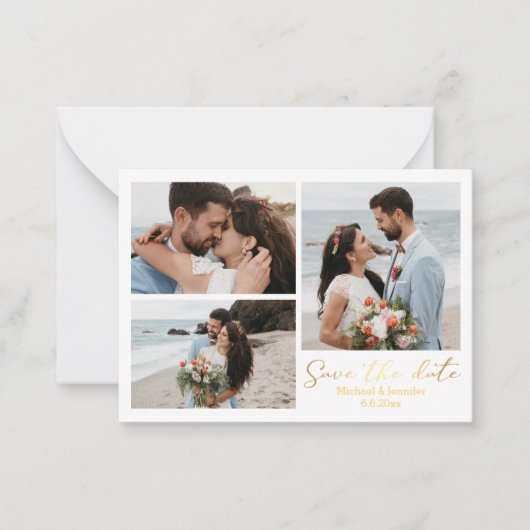 Save the Date Goldkalligraphie Mitteilungskarte (Vorderseite)