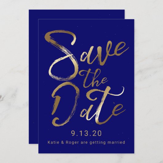 Save The Date | Goldumschlag Einladung (Vorne/Hinten)