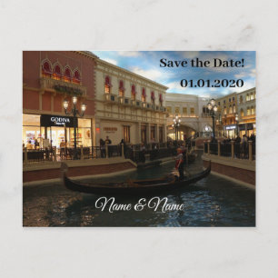 Save the Date Gondola Ride, die Venezianische Post Ankündigungspostkarte