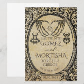 Save the Date | Goth | Dunkle akademische Einladung (Vorne/Hinten)