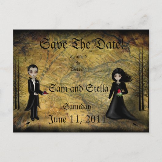 Save the Date Goth Postcard Ankündigungspostkarte (Vorderseite)