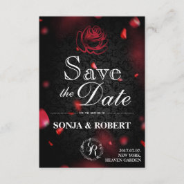 Save the Date - Gothic Black mit Rose-Blättern