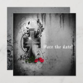 Save the Date Gothic Cross und Rose Einladung (Vorne/Hinten)