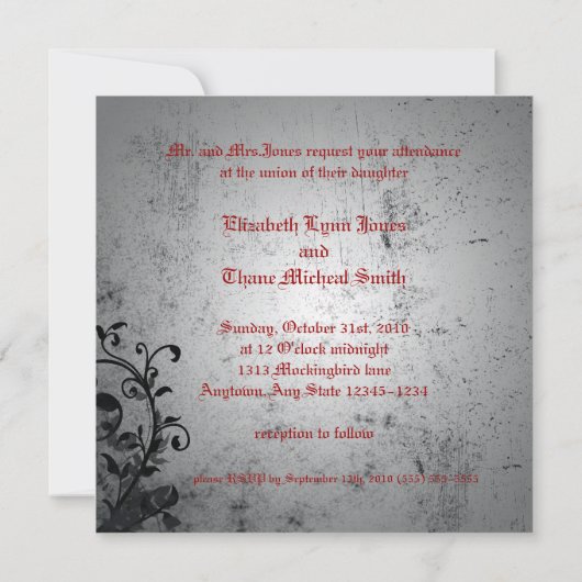 Save the Date Gothic Cross und Rose Einladung (Rückseite)