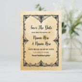 Save the Date Gothic Frame Halloween Fledermäuse (Stehend Vorderseite)