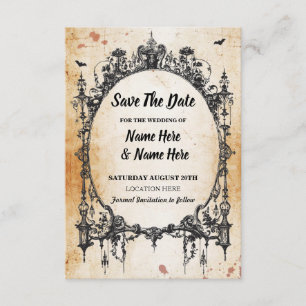 Save the Date Gothic Frame Halloween Rustikkarte
