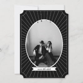 SAVE THE DATE Gothic Skeleton Tarot Wedding B&W Einladung
