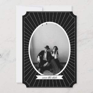 SAVE THE DATE Gothic Skeleton Tarot Wedding B&W Einladung