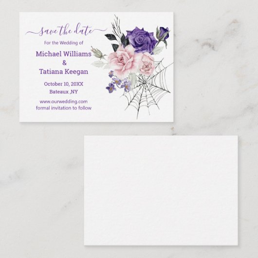 Save the Date gotische romantische Hochzeit Mitteilungskarte (Vorne/Hinten)