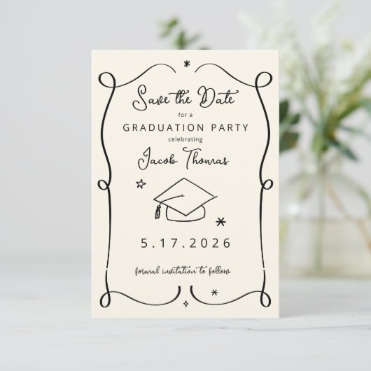Save the Date Graduation Insert Card Einladung (Stehend Vorderseite)