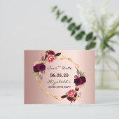 Save the Date Graduiertengold Rose Postkarte (Stehend Vorderseite)