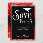 Save the Date Graduierungspartei Bright Red Ombre Einladung (Vorne/Hinten)