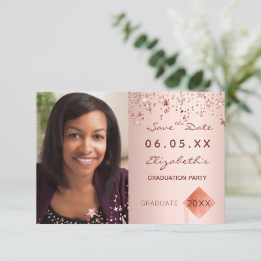 Save the Date Graduierungspartei Erröten Foto 2023 (Stehend Vorderseite)