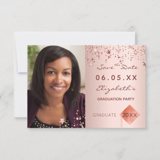 Save the Date Graduierungspartei Erröten Foto 2023 (Vorderseite)