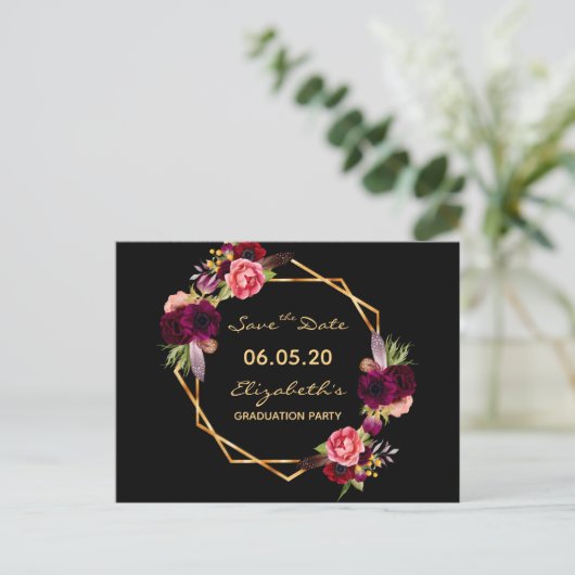 Save the Date Graduierungsparty 2021 Postkarte (Stehend Vorderseite)