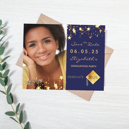 Save the Date Graduierungsparty - blauer Haushalt  Flyer