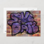 Save the Date Graffiti Ankündigungspostkarte (Vorne/Hinten)