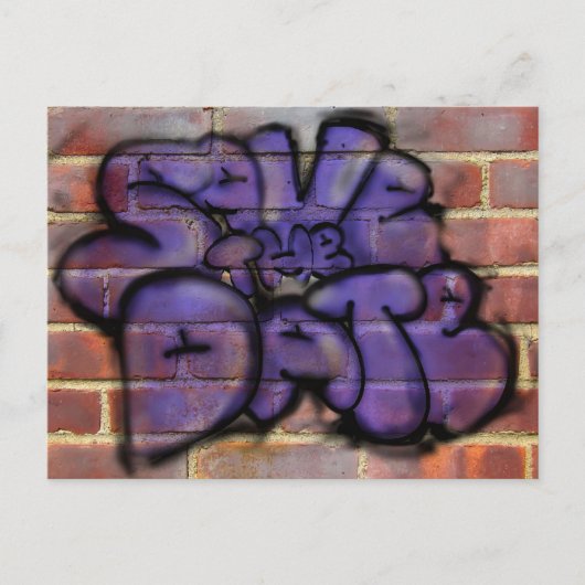 Save the Date Graffiti Ankündigungspostkarte (Vorderseite)